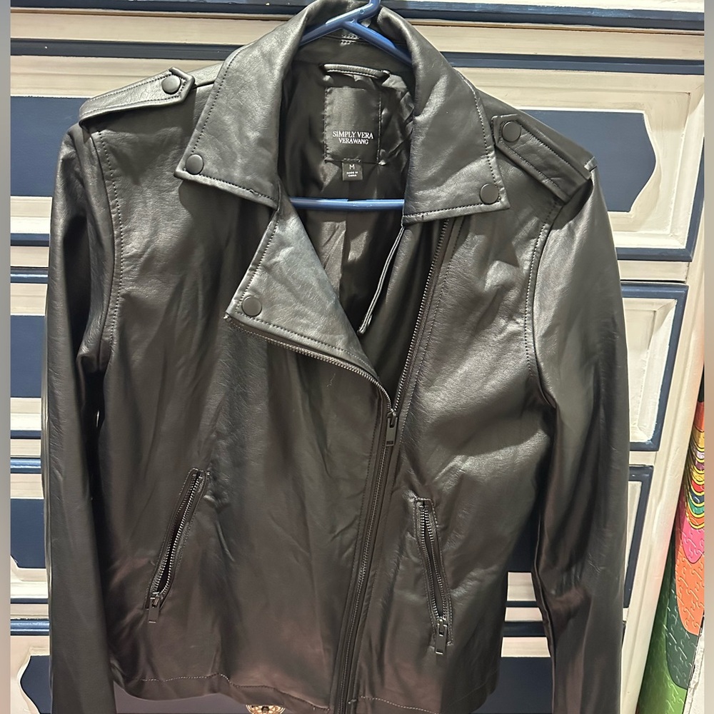 Vera Wang faux leather motorcycle style jacket.